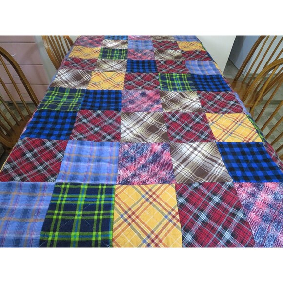 Flannel Rag Quilt With Batting, 50x64, Plaid Rag Quilt - Picture 10 of 12